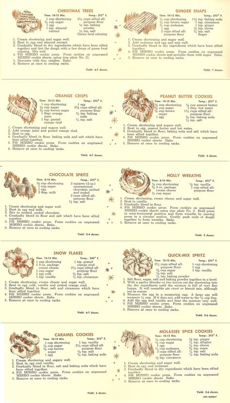 I combined these Mirro's Cookie recipes into one page from the booklet. Mirro Cookie Press Recipe Booklet, Old Baking Recipes, Old Cookie Recipes, Cookie Press Cookies Recipe, 1940s Recipes, Vintage Cookie Recipes, Vintage Christmas Cookies, Vintage Christmas Cookie Recipes, Mirro Cookie Press