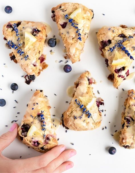 Blueberry Scones with Lemon and Lavender | Vegan + Gluten-Free | #ThePlantRiot #vegan #glutenfree #scones #blueberry #blueberryscones #blueberrylemonscones #easysconerecipe | ThePlantRiot.com Lemon Lavender Scones, Easy Scone, Lavender Scones, Blueberry Scone, Sweety Pie, Blueberry Lemon Scones, Vegan Scones, Gluten Free Scones, Scones Recipe Easy