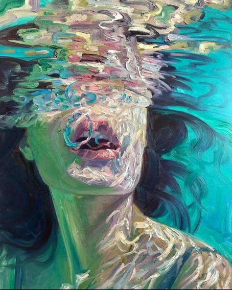 Underwater Portrait Painting, Isabel Emrich, Distortion Art, Ocean Waves Photography, Underwater Portrait, Waves Photography, Trash Art, Instagram Words, Oil Pastel Art