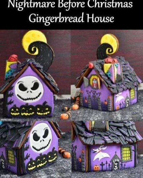 Nightmare Before Christmas Gingerbread House, Nightmare Before Christmas Gingerbread, Christmas Gingerbread House Ideas, Halloween Gingerbread House, Gingerbread House Kit, Gingerbread House Ideas, Creative Pumpkin Decorating, Gingerbread House Designs, Cotton Headed Ninny Muggins