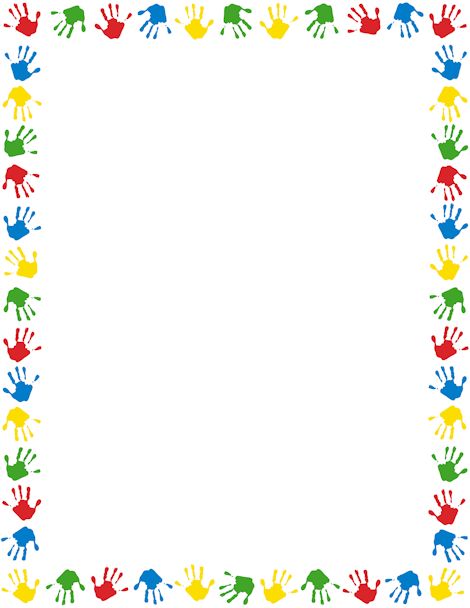 A page border featuring handprints in different colors. Free downloads at http://pageborders.org/download/handprint-border/ Page Borders Free, Page Boarders, Trin For Trin Tegning, School Border, Printable Border, Borders Free, Border Templates, Colorful Borders, Page Borders Design