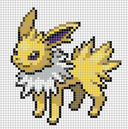 Jolteon Cross Stitch, Eevee Pixel Art, Diy With Embroidery Hoop, Pixel Art Difficile, Pokemon Cross Stitch Patterns, Modele Pixel Art, Pokemon Cross Stitch, Pixel Art Pokemon, Pokemon Bead