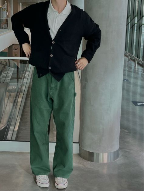 Navy Blue Cardigan Outfit Men, Dark Green Pants Outfit Men, Black Cardigan Outfit Men, Green Trousers Outfit Men, Navy Blue Cardigan Outfit, Mens Cardigan Outfit, Green Trousers Outfit, Blue Cardigan Outfit, Black Cardigan Outfit