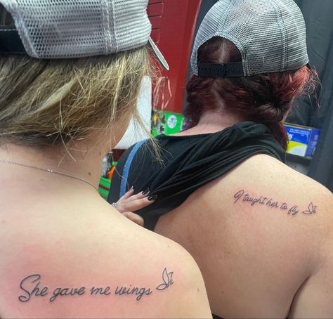 Mom And Daughter Tattoos She Gave Me Life, Matching Tattoos With Mother In Law, Different Mother Daughter Tattoos, Tattoo Ideas Female Meaningful Mom And Daughter, Matching Tattoos Mother Daughter Quotes, Matching Tats For Mom And Son, Daughter Quotes From Mom Tattoo, Mon Daughter Tattoos, Mother Daughter Spine Tattoo