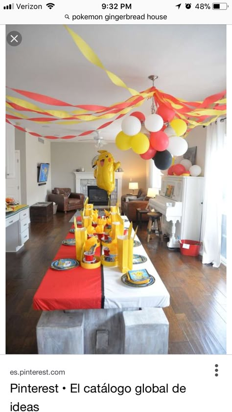 Pokemon Birthday Party Ideas, Pokemon Party Decorations, Pokemon Themed Party, Pokemon Cake, Pokemon Birthday Party, 9th Birthday Parties, Pokemon Party, Pokemon Birthday, 6th Birthday Parties