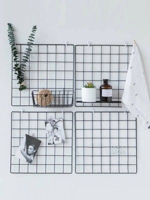 6 Ways to Add ‘Wow’ to Your Work Desk For Less than $30 - Hot Beauty Health Wire Grid Wall, Grid Wall, Metal Grid, Wall Desk, Hanging Racks, Wall Storage, Room Inspiration Bedroom, Iron Wall, Baskets On Wall