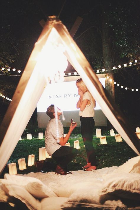 Romance in a teepee. See how one groom created the ultimate backyard proposal Marriage Proposal Videos, Best Marriage Proposals, Proposal Photos, Wedding Proposals, Bohol, Marriage Proposals, Fairytale Wedding, Here Comes The Bride, Two People