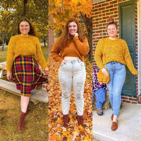 Liz Sloan | Size 14/16 Curvy Fashion Inspiration on Instagram: "Sharing some more Fall outfit inspo throwbacks🫶🏻🍁🍂 LMK your favorite in the comments🤗 Size 16, curvy outfit inspo, plus-size style" Plus Size Pumpkin Patch Outfit, Fall Inspo Outfits Plus Size, Pumpkin Patch Outfit Plus Size, Patch Outfit, Lesbian Fashion, Pumpkin Patch Outfit, Fall Styles, Girl Clothing, Plus Size Shorts