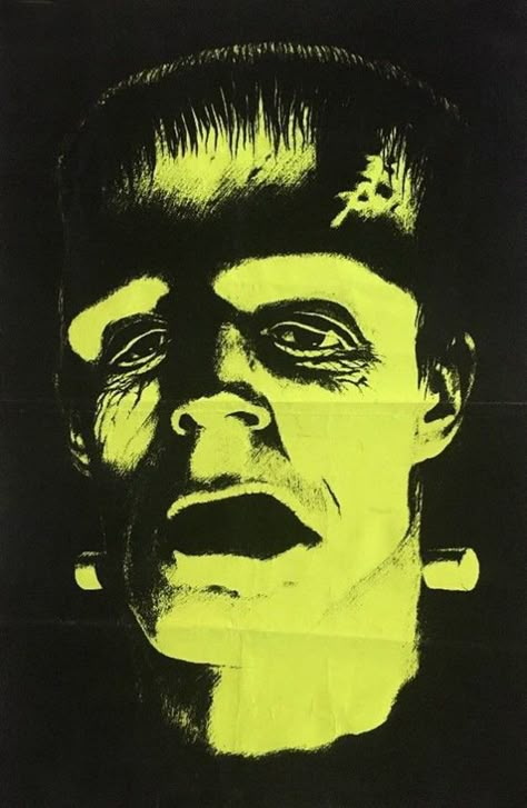 Frankenstein Poster, Universal Monsters Art, Frankenstein Art, Blacklight Posters, Velvet Painting, Jr High, Black Light Posters, The Boogeyman, Famous Monsters