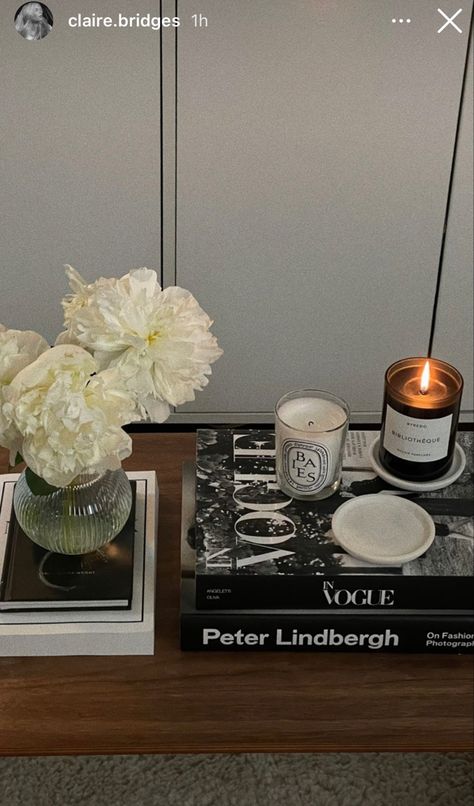 Vogue Books Coffee Tables, Vogue Book, Flower Bouquet Aesthetic, Byredo Candle, Rooms Aesthetic, Bouquet Aesthetic, Nightstand Styling, Boston Apartment, Reel Cover