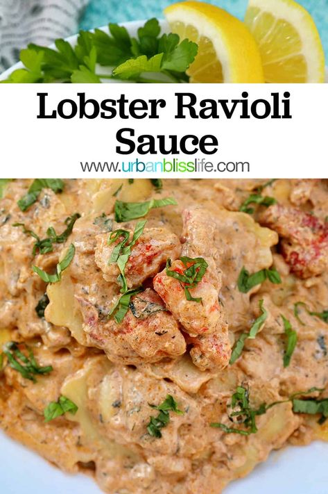 Lobster Ravioli Sauce, Ravioli Sauce, Lobster Ravioli, Lobster Dishes, Recipes Fish, Seafood Pasta Recipes, How To Cook Lobster, Lobster Recipes, Date Night In