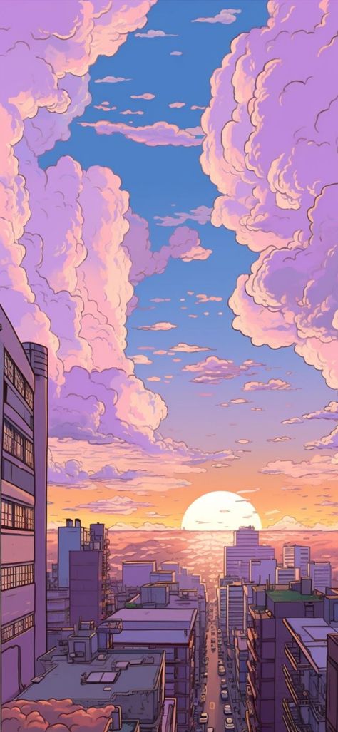 Aesthetic Cartoon Art, Pixel Art Landscape, Cityscape Wallpaper, Aesthetic Cartoon, Vaporwave Wallpaper, Photo Frame Wallpaper, Sunrise And Sunset, Abstract Wallpaper Backgrounds, Cute Simple Wallpapers