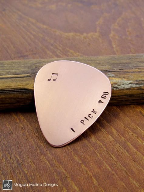 Copper Guitar Pick Hand Stamped With "I PICK YOU" Guitar Logo, Learning Guitar, Guitar Playing, Ukulele Chords, Guitar Tips, Guitar Art, Ukelele, Music Aesthetic, Guitar Songs