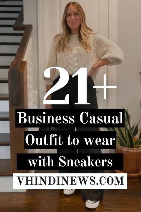 Can I Wear Sneakers for Business Casual Women? 21 Sneakers & Business Casual Women Outfit Sets 68 Trendy Tennis Shoes Women Business Casual, Business Casual Outfits For Women With Jordans, Business Tennis Shoes Outfit, Outfits With Sneakers For Work, Professional Sneakers Women, Women’s Business Casual With Sneakers, Sneakers At Work Outfits, Business Sneakers Women, Smart Casual With Sneakers