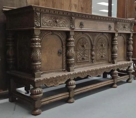 Antique Buffet Table, Jacobean Furniture, Jacobean Buffet, Jacobean Style, Antique Buffet, Wood Buffet, Brown Furniture, Buffet Cabinet, Buffet Table