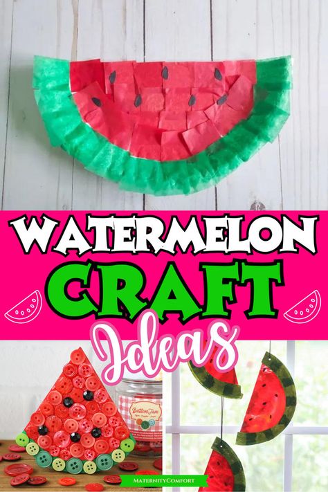 Are you looking for Watermelon crafts for kids? Check out our 10+ Summer watermelon cratfs that are perfect for toddlers and preschoolers! Great for summer lesson plans, summer themes, and Fourth of July lesson plans! Summer watermelon craft ideas your kids will love! Fun beach activities for toddlers! Summer Treats Crafts For Toddlers, Fourth Of July Preschool Theme, Watermelon Theme Preschool Activities, Watermelon Art Preschool, Summer Theme Lesson Plans For Preschool, Watermelon Crafts For Toddlers, Summer Art Activities For Preschool, Watermelon Craft Preschool, Summer Preschool Activities Lesson Plans