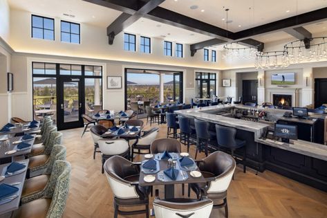 Menlo Country Club - Marsh & Associates, Inc. | Golf & Country Club Architects | Interior Design Country Club Lobby Interior Design, Modern Country Club Design, Club House Design, Clubhouse Interior, Modern Bar Design, Country Club Design, Lobby Ideas, Racquet Club, Lobby Interior Design