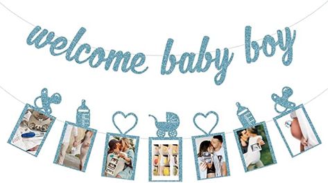 Amazon.com: Baby Shower Decorations for Boy - Welcome Baby Boy Banner and Baby Shower Photo Banner : Home & Kitchen Baby Boy Shower Decor, Baby Boy Banner, Welcome Baby Boy, Welcome Baby Banner, Girls Party Decorations, Its A Boy Banner, Baby Banners, Baby Shower Decorations For Boys, Baby Shower Photos