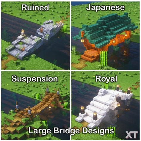 Minecraft Outdoor Decor, Japanese Minecraft Builds, Minecraft Japanese, Japanese Bridge, Minecraft Blocks, Minecraft City, Minecraft Inspo, Minecraft Decorations, Bridge Building