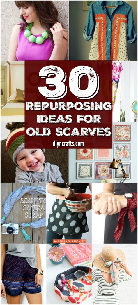 30 Brilliant Repurposing Ideas For Old Scarves That You Can Make For Almost Free - DIYnCrafts.com Diy Fashion Trends, Repurposing Ideas, Diy Apron, Crafts For Teens To Make, Repurposed Clothing, Diy Scarf, Create Diy, Upcycle Projects, Fun Craft