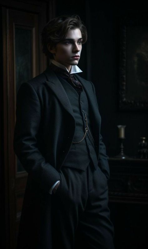 Desmond Byerlee Victorian Character Design, Victorian Male, 1800s Men, 1800s Aesthetic, Male Vampire, Victorian Boy, Victorian Men, Victorian Vampire, Victorian Man