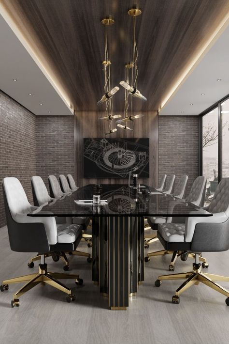 This office space is so inviting and luxurious that you will never get bored! Luxury Office Interior, Meeting Room Design, Luxxu Modern Design Living, Office Interior Design Modern, Modern Office Interiors, Luxury Office, Luxury Rooms, Top Interior Designers, Home Office Setup