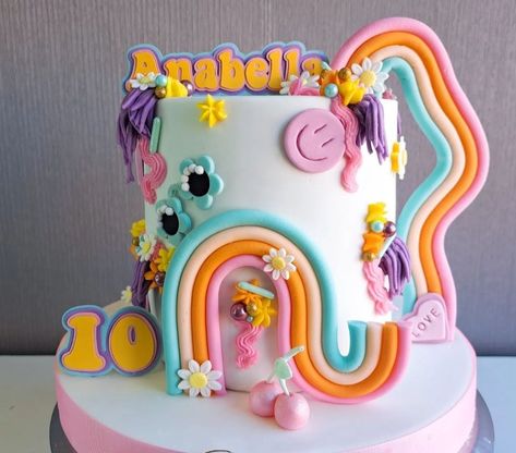 Groovy 3rd Birthday Cake, 7 Is A Vibe Birthday Cake, Retro Groovy Birthday Cake, Hippy Themed Birthday Cake, Too Groovy Birthday Cake, Retro Birthday Cake, Easy Unicorn Cake, Hippie Cake, Skateboard Birthday