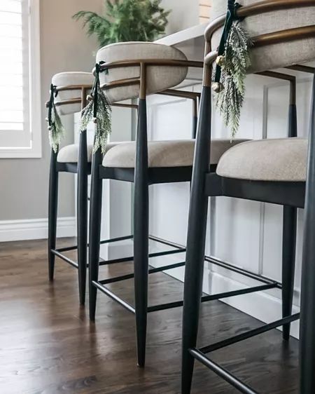 Counter Stools With Backs And Arms, Bar Stools For Black And White Kitchen, Black Rattan Counter Stools, Bar Stools With Black Island, Black And White Kitchen Bar Stools, White Leather Counter Stools, Counterheight Stool With Back, Countertop Bar Stools, Black Barstools In Kitchen With Backs