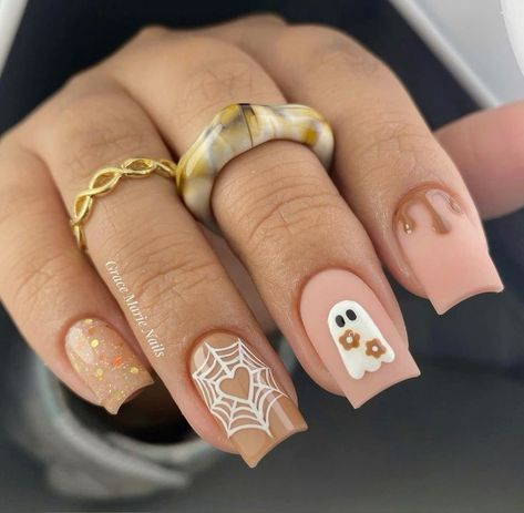 Holloween Nails, Halloween Nails Easy, Halloween Acrylic Nails, Cute Halloween Nails, Cute Gel Nails, Acrylic Nails Coffin Short, Short Acrylic Nails Designs, Halloween Nail, Halloween Nail Art