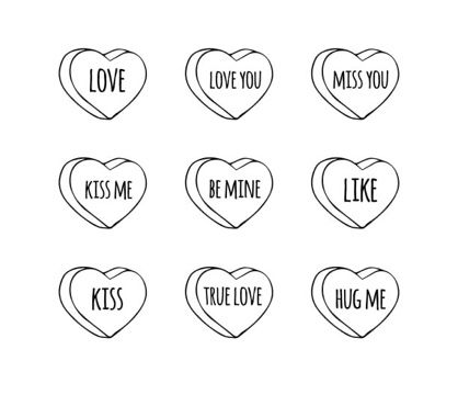 Heart Candies, Candy Tattoo, Love Heart Sweets, Heart Graphics, Kisses Candy, Baby Illustration, Heart Drawing, Love Hug, Love Kiss