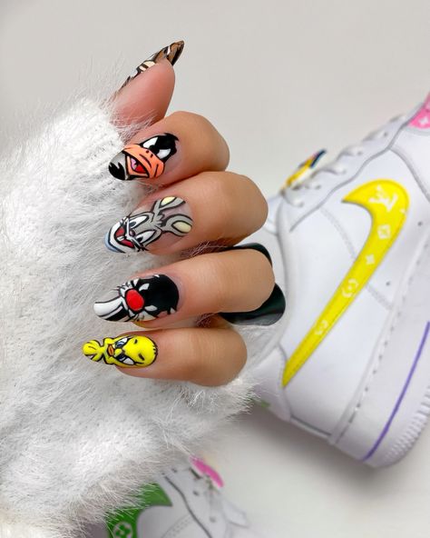 Looney Tunes Nails, Mom Nails, Valentines Nails, Looney Tunes, Stylish Nails, Nail Design, Nail Ideas, Cute Nails, Nail Inspo