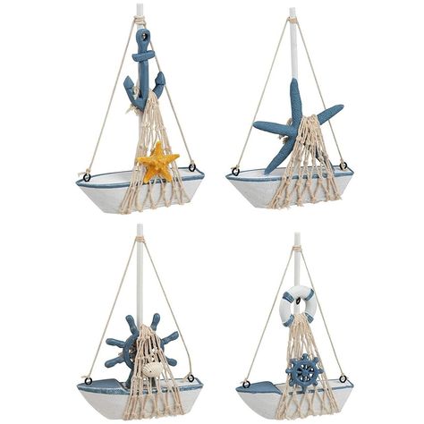 Set of 4 Mini Wooden Sailboat Models for Beach Nautical Home Decor, Miniature Boat Decorations | Michaels Nautical Baby Shower Decorations, Nautical Centerpiece, Beach Theme Bathroom Decor, Sailing Decor, Sailboat Decor, Wooden Sailboat, Nautical Home Decor, Model Sailboat, Nautical Bathroom Decor