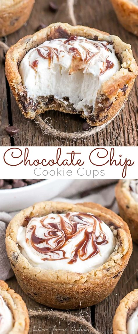 Cream Cheese Mousse, Easiest Desserts, Cheese Mousse, Chocolate Chip Cookie Cups, Vanilla Cream Cheese, Cookie Cups Recipe, Brownie Desserts, Chewy Chocolate Chip, Oreo Dessert