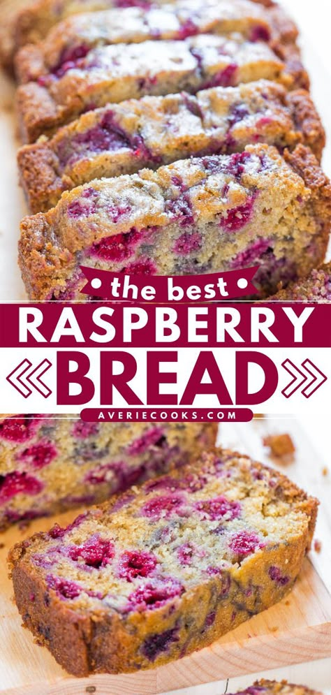 The Best Raspberry Bread, quick bread recipes, breakfast ideas Fruit Bread Recipes, Breakfast Loaf, Raspberry Bread, Averie Cooks, Raspberry Recipes, Fruit Bread, Loaf Recipes, Quick Bread Recipes, Bread Recipes Sweet