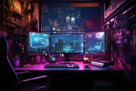 Notion Inspiration, Gaming Equipment, Alter Ego, 3d Rendering, Karaoke, Cyberpunk, Work Space, Royalty Free Stock Photos, Gaming