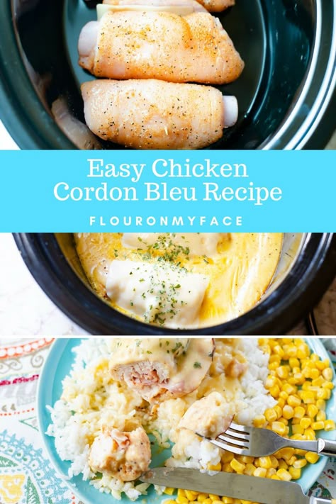 Easy Crock Pot Chicken Cordon Bleu recipe Chicken Cordon Blue Easy, Crock Pot Chicken Cordon Bleu, Chicken Breast Rolls, Crockpot Chicken Cordon Bleu, Camper Meals, Easy Crock Pot Chicken, Easy Chicken Cordon Bleu, Cordon Bleu Recipe, Chicken Cordon Bleu Recipe