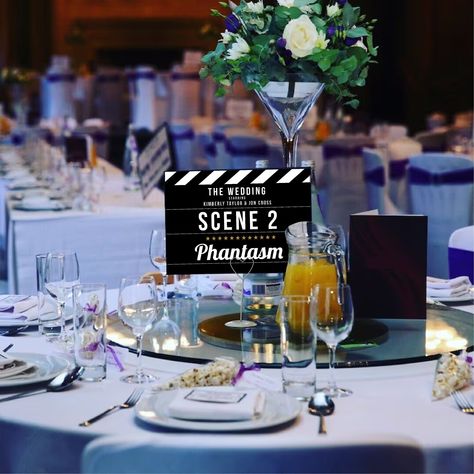 10 Personalised Cinema / Movie / Film Clapper Board themed Wedding Table Name Signs cinema table signs movie table signs Table Name Signs, Cinema Themed Wedding, Signs Movie, Film Clapper, Hollywood Sweet 16, Clapper Board, Wedding Table Name, Wedding Table Themes, Wedding Table Names