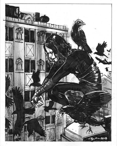 Gothic Movies, Crows Artwork, Crows Drawing, Crow Movie, Black And White Comics, Arte Punk, Crow Art, Brandon Lee, Halloween 3