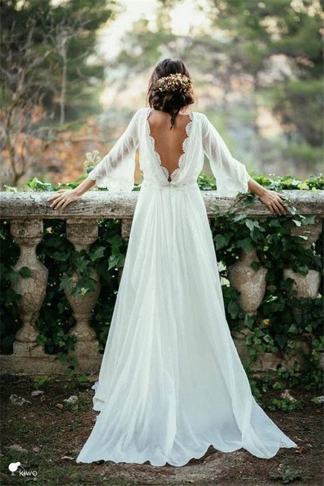 Backless Lace Wedding Dress, Long Sleeve Bridal Gown, Pnina Tornai, Chiffon Wedding Dress, Back Wedding Dress, Backless Wedding, فستان سهرة, Long Sleeve Wedding, Backless Wedding Dress