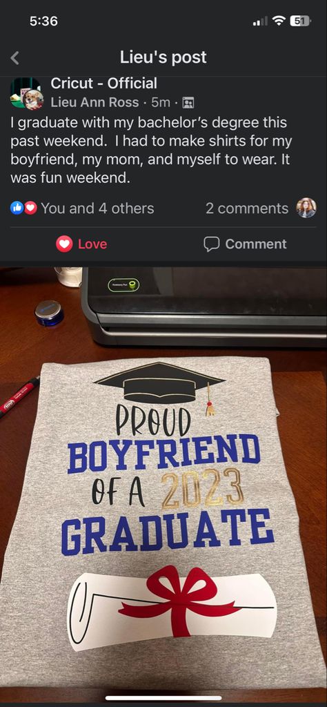 Proud Boyfriend of a 2023 graduate Shirt Ideas For Boyfriend, Proud Boyfriend, Graduation Shirt Ideas, Graduation Shirts For Family, 2023 Graduate, Cricut Supplies, Graduation Shirt, Graduation Shirts, Shirt Ideas