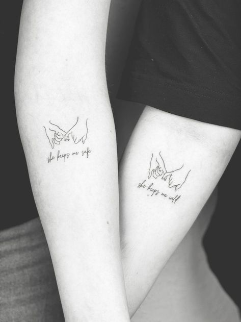 Matching Tattoos Sisters Meaningful, Tattoo Brother And Sister, Meaningful Sister Tattoos, Bestie Tats, Matching Bff Tattoos, Fusion Studio, Maching Tattoos, Ma Tattoo, Cute Matching Tattoos