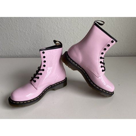 Doc Martens 1460 W Light Pink Patent Leather Lace Up Combat Boots Women’s Size 9 No Original Box Included. Boots Are Brand New Never Worn Please Check Pictures For Details, Measurements, And Condition Variations In Lighting And Device’s Screen Settings May Affect The Perception Of Colors. If You Are Unsure Of The Color, Please Ask! If You Have Any Concerns Or Questions, Send Me A Message. I'll Be Happy To Help! I Can Do Custom Bundles Or Separate Existing Ones I Ship Quickly Pet And Smoke Free H Pink Combat Boots, Combat Boots Women, Doc Martens 1460, Womens Combat Boots, Lace Up Combat Boots, Boots Women, Doc Martens, Leather Lace, Lace Up Boots