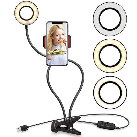 Portable Ring Light, Selfie Ring Light, Ring Light, Cell Phone Holder, Phone Stand, Live Stream, Phone Holder, Cell Phone, Led