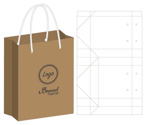 Paper Bag Design Packaging, Paper Bags Design, Packaging Bag Design, Paper Bag Template, Bag Packaging Design, Paper Bag Packaging, Packaging Paper Bag, Gift Bag Templates, Shoping Bag