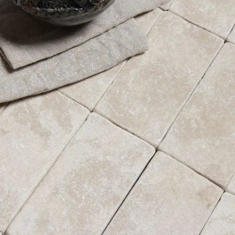 Moroccan Limestone | Color: Meknes | Material: Limestone | Finish: Matte | Sold By: Case | Square Foot Per Case: 10.76 | Tile Size: 3"x6"x0.591" | Usage: Commercial: Yes | Residential: Yes | Floor Rated: Yes | Wet Areas: Yes French Flooring, Limestone Bathroom Floor, Beige Floor Tile, Limestone Countertops, Tumbled Marble Tile, Limestone Floor Tiles, Limestone Pavers, Entry Tile, Flagstone Flooring