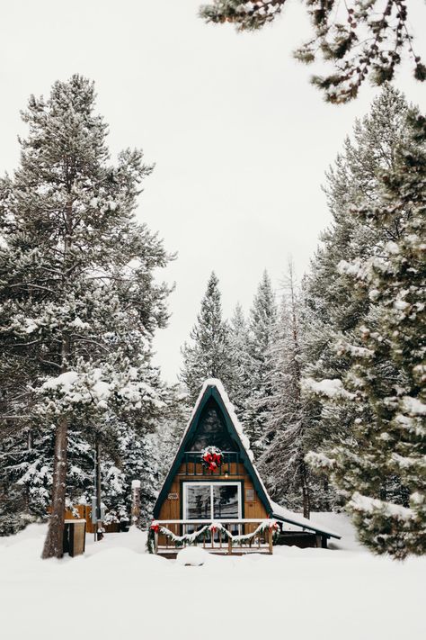 Big Sky Montana A-frame Airbnb Montana Winter, Montana Travel, A Frame Cabins, Big Sky Montana, Winter Bucket List, Mountain Living, Getaway Cabins, Winter Cabin, A Frame Cabin