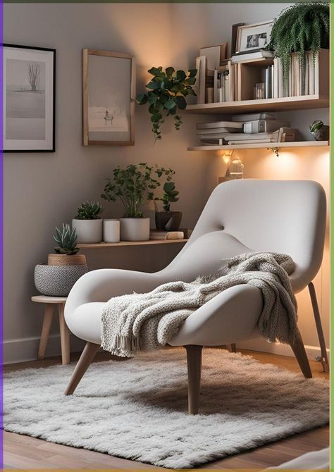 Small Scandinavian Living Room, Practical Home Decor, Cozy Reading Chair, Plumper Lips, Fuller Lips, Cozy Reading Corners, Chair Ideas, Cozy Chair, Cosy Corner