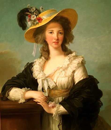 KDS Photo, National Gallery of Canada, Ottawa, oil painting by Vigee Le Brun,  "The Duchesse de Polignac in a Straw Hat", 1782 Elisabeth Vigee Lebrun, Vigee Le Brun, French Portrait, 18th Century Art, 18th Century Portraits, 18th Century Costume, Lady Oscar, Ancient Paintings, Lady Mary