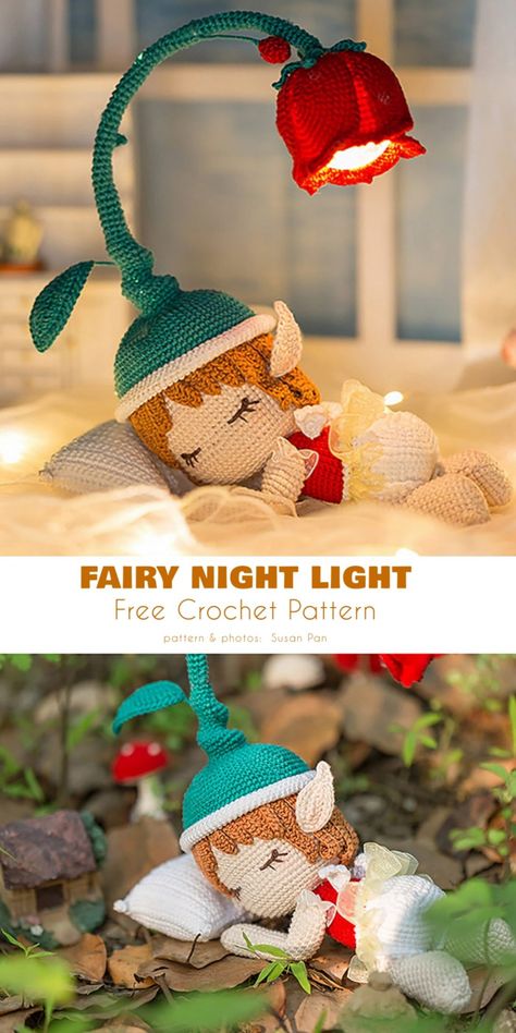 Knitted Fairies Free Pattern, Fairy Night Lights, Fairy Night Light Crochet Pattern, Free Crochet Fairy Pattern, Fairy Knitting Patterns, Melty Beads 3d, Crochet Night Light, Crochet Fairy Hat Pattern, Crochet Fairy Lights Free Pattern