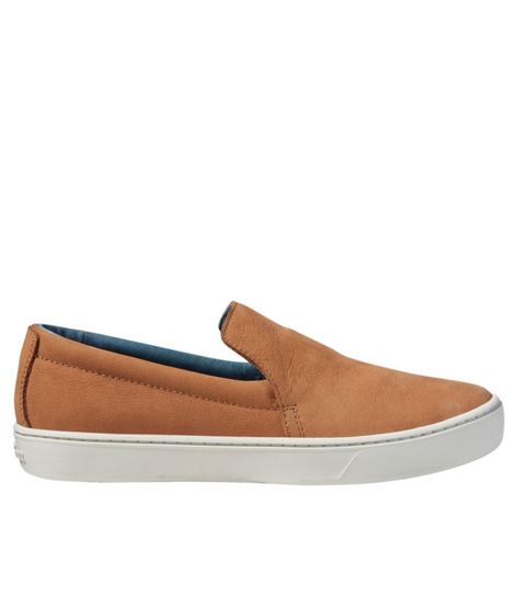 Easy-to-wear, consciously-crafted slip-on sneakers made with premium materials that not only feel great, but are better for the environment too. Order regular shoe size. (Size 10 1/2 wearers, please order size 11). True Comfort footbed provides all-day comfort, support and cushioning. Responsibly-sourced, supremely soft pebbled nubuck leather upper. VertiGrip outsole gives excellent traction and is made from up to 20% recycled materials. Anti-odor footbed cover helps prevent bad smells. Stretchy Womens Tennis Shoes, Nubuck Leather, Ll Bean, Casual Shoes Women, L L Bean, Leather Slip Ons, Slip On Sneakers, Slip Ons, On Off